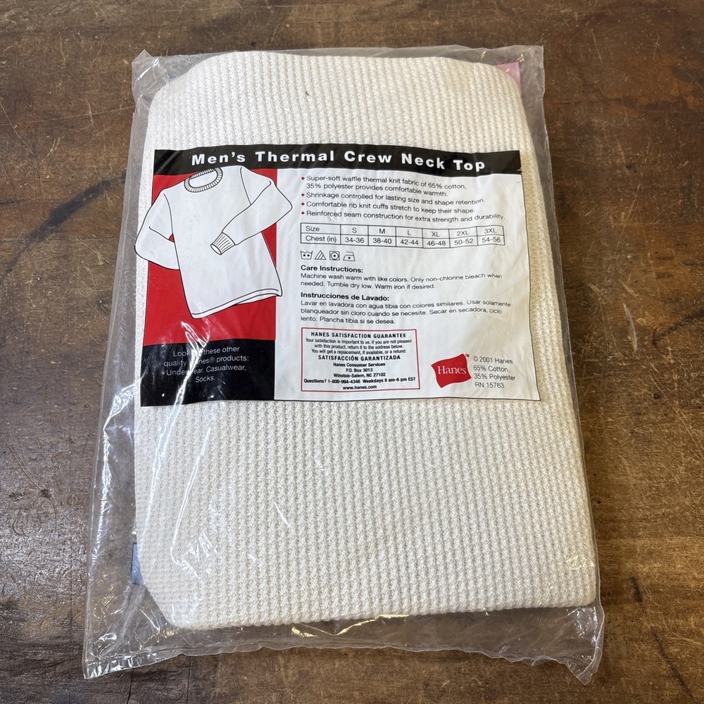 Hanes Y2K Waffle Thermal Crew Neck Top & Ankle Length Pant Set NEW Mens XL - Picture 3 of 5